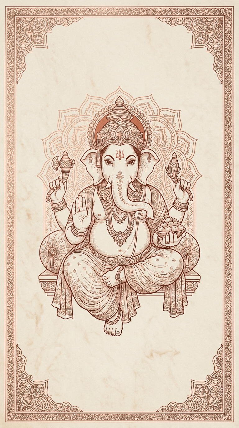 ปางภักติ คณปติ — Line Art