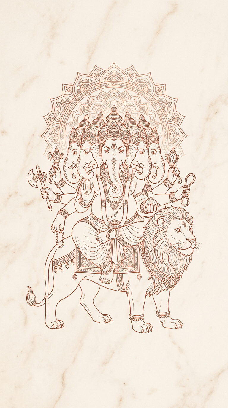 ปางเหริมภะ คณปติ — Line Art