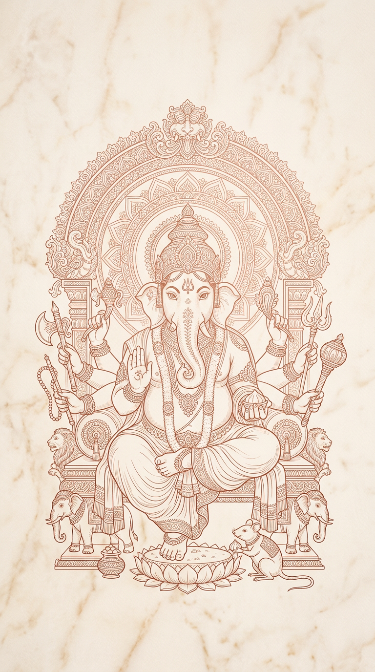 ปางมหาคณปติ — Line Art