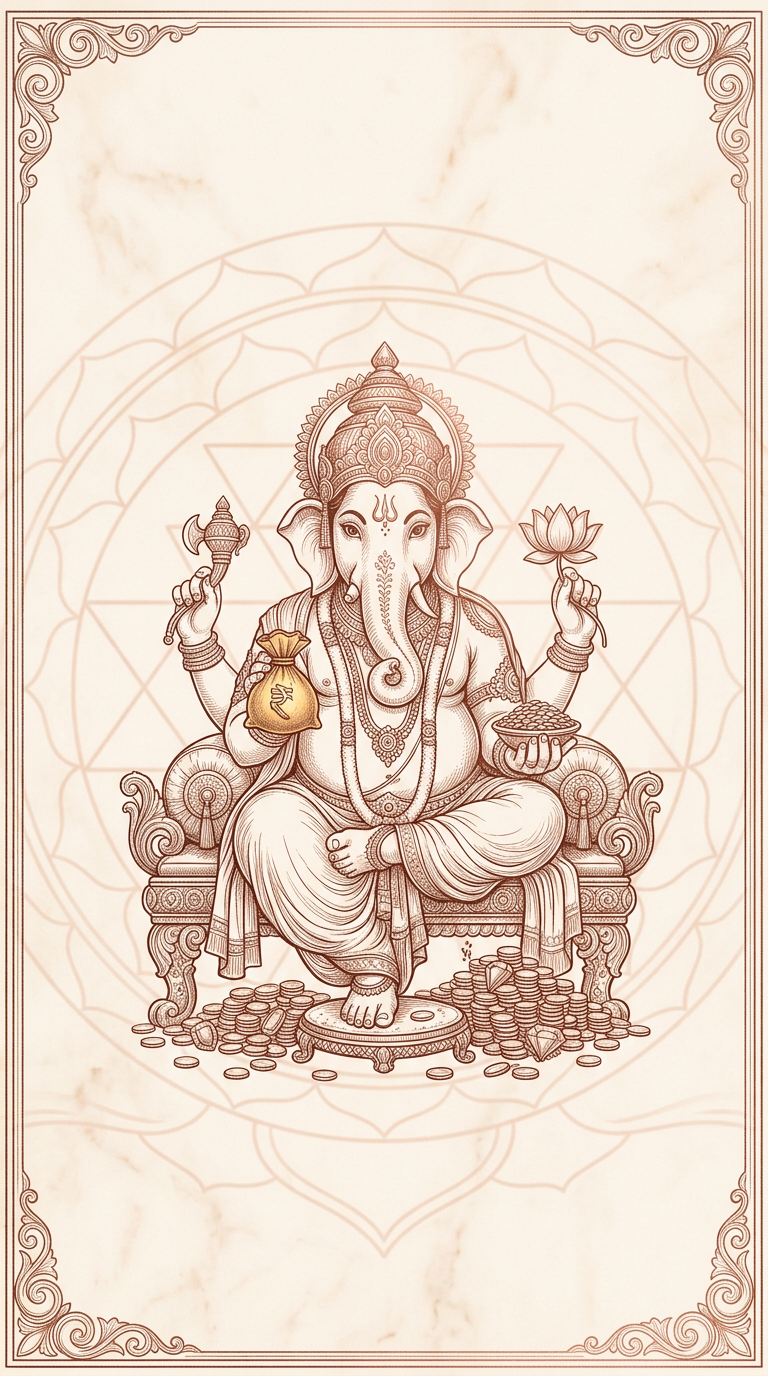 ปางมหาเศรษฐี คณปติ — Line Art