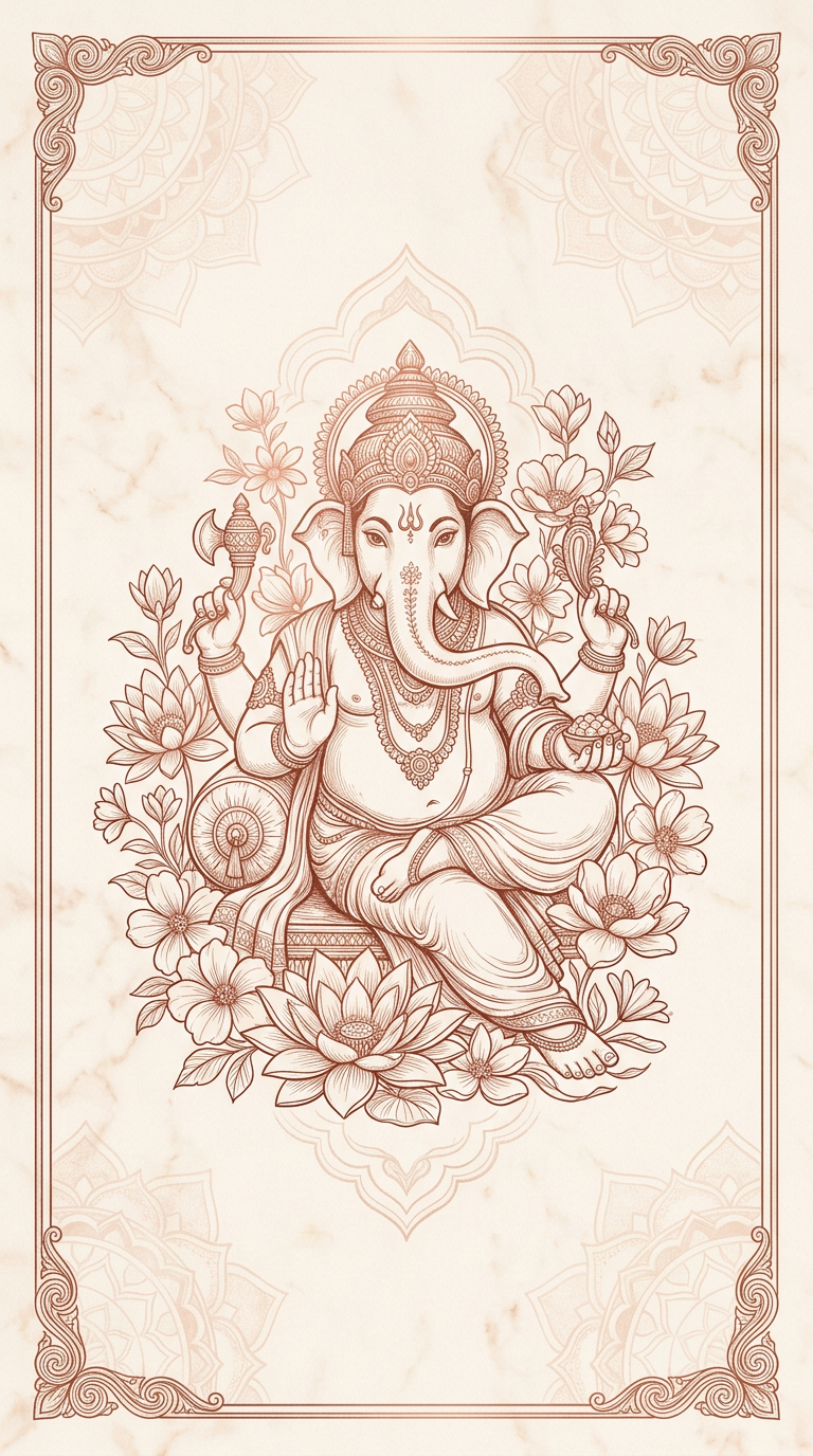 ปางเสวยสุข คณปติ — Line Art