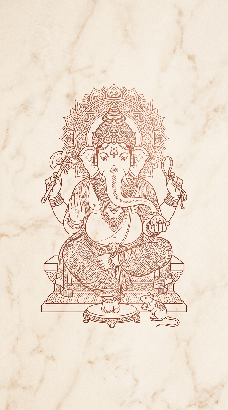 ปางสิทธิ คณปติ — Line Art