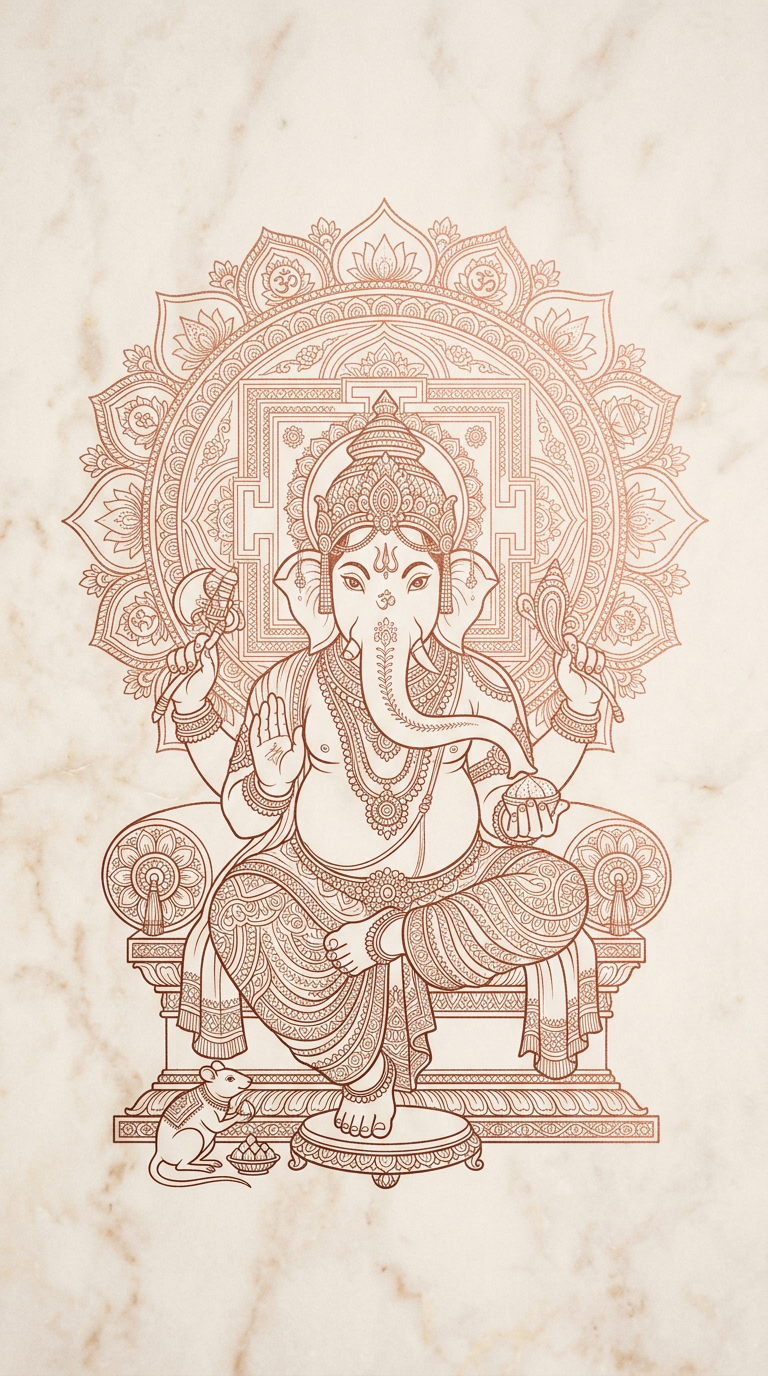 ปางอุจฉิษฐะ คณปติ — Line Art