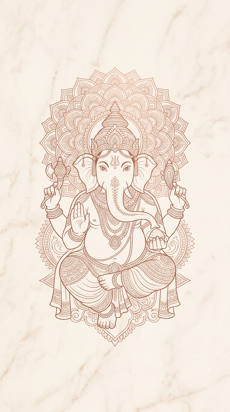 ปางวิฆเนศวร — Line Art